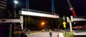 Bridge section being lifted