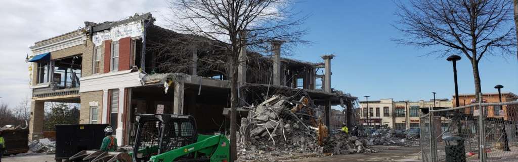 Building demolition in progress